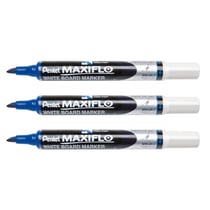 Lot de 3 marqueurs tableaux blancs effaçables - PENTEL - Pointe biseautée moyenne - Bleu - MAXIFLO