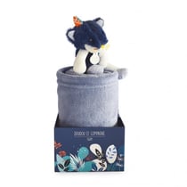 Couverture bébé en polaire avec Doudou Loup - 70 x 100 cm - Doudou et Compagnie