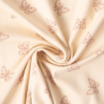 Tissu Jersey Coton imprimé Iris papillons Terracota sur fond Beige