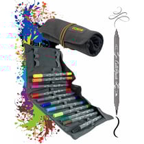 Feutres - Calligraphie - Double pointe - 2mm et pinceau - 11 couleurs - Trousse -Online
