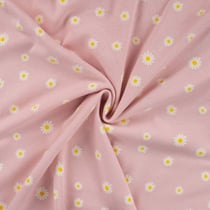 Tissu Jersey Nid d'abeille imprimé Marguerites sur fond Rose bébé - Au mètre