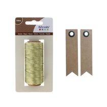 Ficelle dorée 100 m + 20 étiquettes kraft Fanion