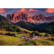 Puzzle village de val di funes : dolomites montagne 1000 pieces - collection paysage d'italie - clementoni - 39743