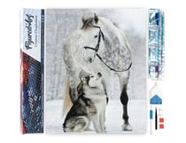 Diamond Painting Broderie Diamant Figured’Art 40x50cm toile entière roulée avec diamants carrés - Cheval et Loup dans la Neige
