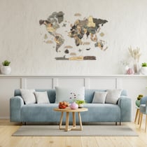 Carte du Monde en Bois 3D CREATIFWOOD Graphite, M (100 x 70 cm) - Décoration Murale