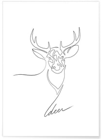 Affiche Line Art Deer | A3 : 29,7x42cm