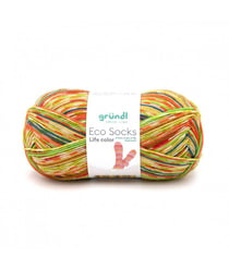Laine à chaussettes à tricoter ECO SOCKS LIFE COLOR - 100 GR - Grundl - certifiée Oeko-Tex 06 Multicolore