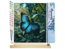 Peinture par Numéro Figured'Art - Papillon Morpho Bleu - Kit de Loisir Créatif DIY Numéro d'Art Complet - 40x50cm toile roulée + châssis en bois à monter