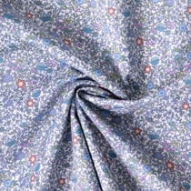 Tissu Batiste de Coton Charlie tapis fleuri sur fond Bleu lilas
