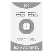 Étui de 100 fiches - bristol quadrillé 5x5 non perforé 100x150mm - Blanc - x 10 - Exacompta