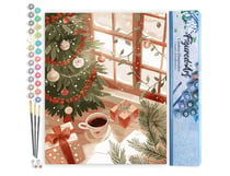 Peinture par Numéro Figured'Art - Matinée de Noël Conviviale - Kit de Loisir Créatif DIY Numéro d'Art Complet - 40x50cm sans châssis en bois