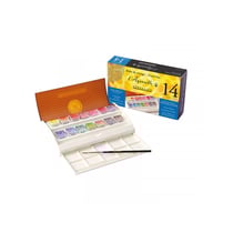 Boîte de voyage l'Aquarelle Sennelier extra-fine 14 demi-godets + 1 pinceau