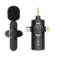 Microphone Sans Fil 3-en-1 Réduction De Bruit Pour iPhone Android Caméra YONIS