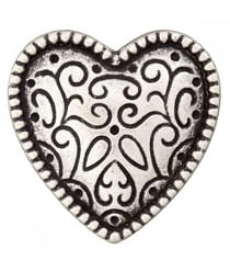 Carte de 2 boutons Coeur Folklore à queue 20mm - Prym Argent Vieilli gris