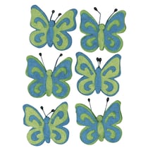 Papillon en feutrine, bleu clair, 5 cm, 6 pces