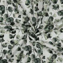 Tissu Toile de Coton Canvas digital Eucalyptus sur fond Blanc