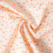 Tissu Voile de Coton digital imprimé Soleil de printemps sur fond Ecru