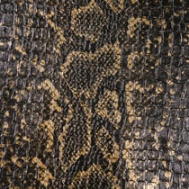 Tissu Simili cuir Croco snake Or sur fond Noir