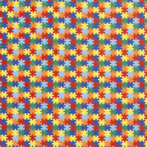 Tissu Coton imprimé Puzzle sur fond Multicolore