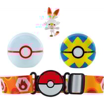 Pokemon clip 'n' go : ceinture du dresseur avec premier ball et rapide ball + figurine flambino - bandai