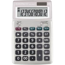 Calculatrice de bureau- ACROPAQ- Écran LCD 12 chiffres- Gris métal- Dual Power- Fonction Taxe- 180g