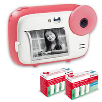 AGFAPHOTO Pack Realikids Instant Cam + 6 rouleaux Papier Thermique ATP3WH supplémentaires - Appareil Photo Instantané Enfant, Ecran LCD 2,4', Batterie Lithium, Miroir Selfie et filtre photo - Rose