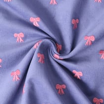 Tissu Jersey Bord Côte Mimi noeuds Roses sur fond Violet