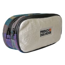 Trousse Rectangulaire FRENCH DISORDER 22 CM - 2 compartiments Tartan Bleu