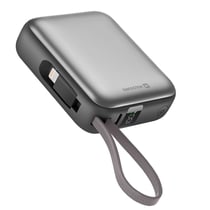 Swissten Batterie Externe 10000mAh avec Câbles USB-C et Lightning Ultra-Compact Argent