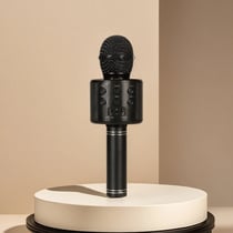 Microphone karaoké sans fil Bluetooth pour enfants et adultes – haut-parleur intégré, effet écho 360° - Noir