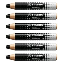 Lot de 6 marqueurs effaçables STABILO MARKdry - Noir - Bois
