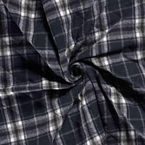 Tissu Tartan touché laine envers doudoune Storia Carreaux sur fond Bleu marine