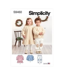 Patron Simplicity 9460 - Robe, haut et pantalon pour tout-petits et enfants du 6 mois au 8 ans taille n°6 MOIS-8 ANS