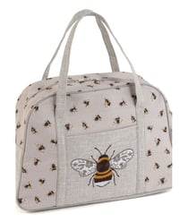 Sac pour machine à coudre motif Abeille - 15x33x48cm - Hobby Gift Ecru