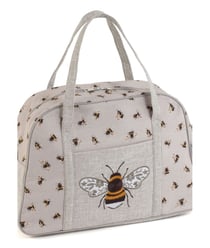 Sac pour machine à coudre motif Abeille - 15x33x48cm - Hobby Gift Ecru