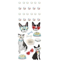 33 stickers 3D - Chien à lunettes