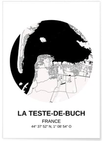 Affiche Carte La Teste de Buch | A3 : 29,7x42cm