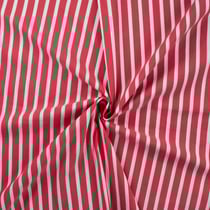 Tissu Coton Stretch rayé Rouge sur fond Blanc