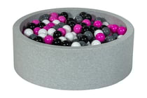 Piscine à balles Aire de jeu + 450 balles noir, blanc, rose,gris - Velinda