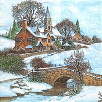 4 serviettes en papier découpage collage 33 cm VILLAGE ENNEIGE N 711