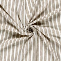 Tissu Polyester aspect Lin Rayures Anna sur fond Naturel