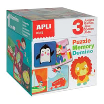 Apli Agipa - Cube 3 Jeux Puzzle Professions Memory Animaux Domino Transports
