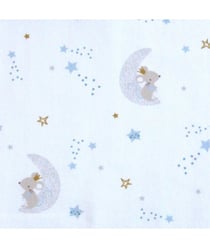 Tissu coton enfant lune de 150 cm de largeur Bleu vendu par 50 cm