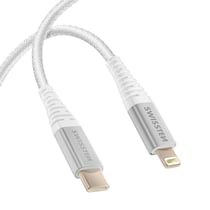 Swissten Câble USB-C vers Lightning Aramide Recharge Rapide Blanc