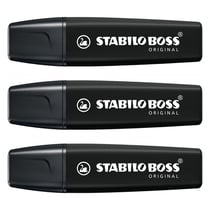 Lot de 3 marqueurs permanents pointe biseautée 2 et 5 mm - STABILO BOSS ORIGINAL - Noir