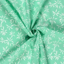 Tissu Coton extensible Pissenlit mode sur fond Vert menthe