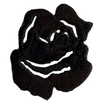 Lot de 3 écussons thermocollants petite rose noir x3.5cm