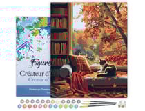 Peinture par Numéro Figured'Art avec Cadre - Vue du Chat en Automne - Kit de Loisir Créatif DIY Numéro d'Art Complet - 40x50cm toile tendue sur châssis