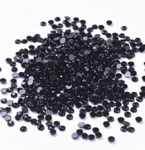 300 Perles Strass Cabochon Rond Strass Noir 2 mm Acrylique à coller - Dos Argenté