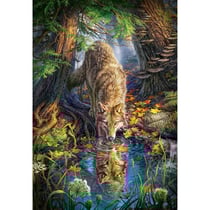 Puzzle loup boit dans la rivere de la foret - 1500 pieces collection animaux sauvages - castorland